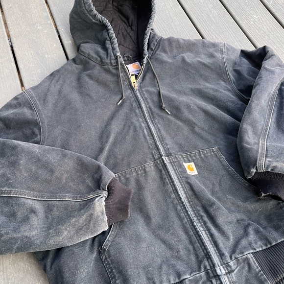 Vintage 90s Carhartt J140 BLK Active Jacket Size 2XL Black Made In USA - Picture 3 of 15